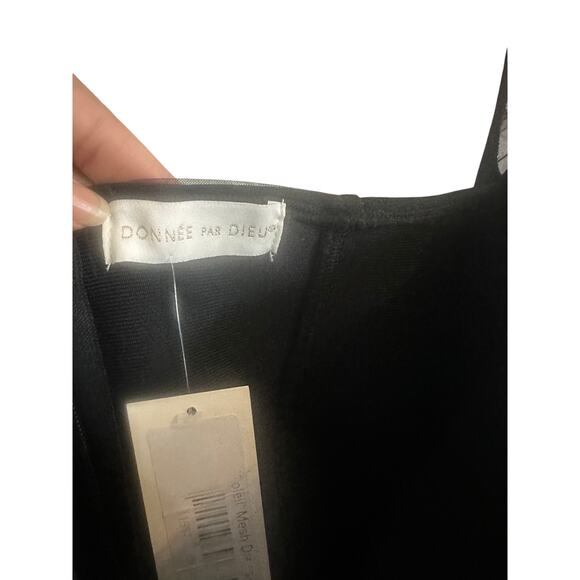 Donnée Par Dieu Women's Sheer Sleeve Ruched Mini Dress Black Elegant Partywear M - Picture 11 of 16